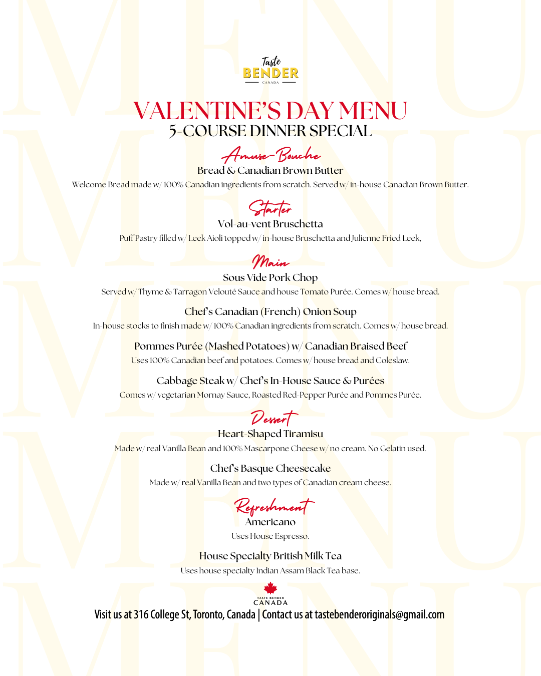 Valentines Dinner for Two